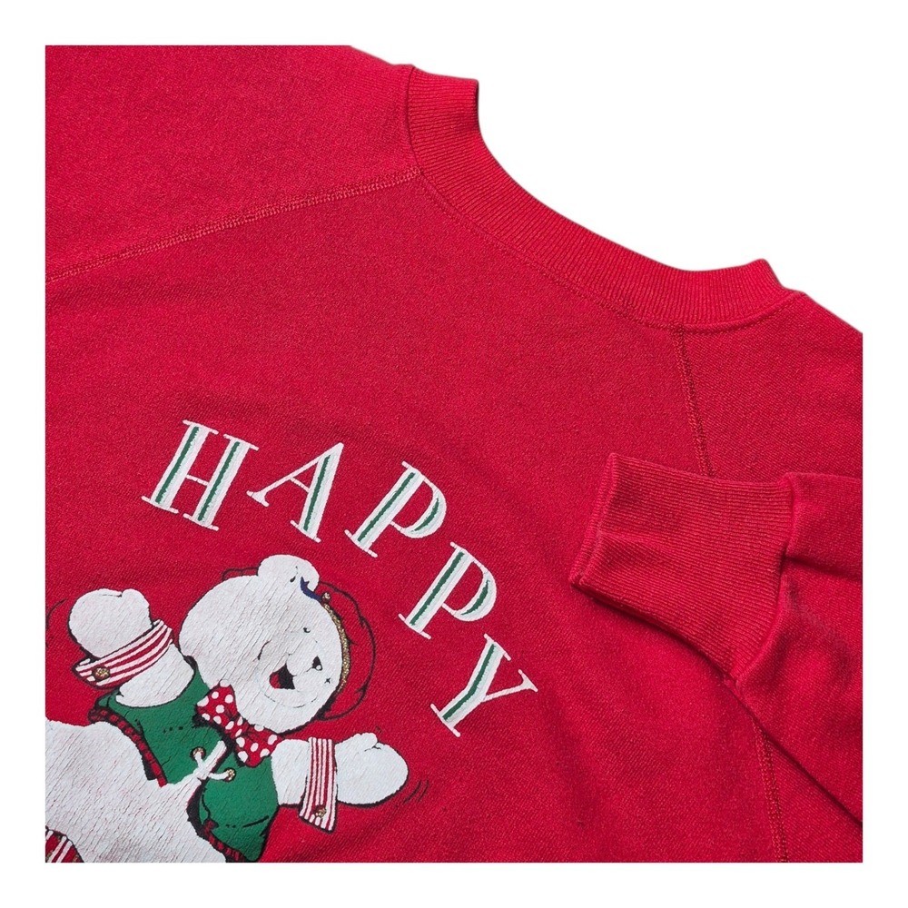 VTG‎ Marshall Fields Women's L 1989 Happy Holidays Bear Sweatshirt Made in USA